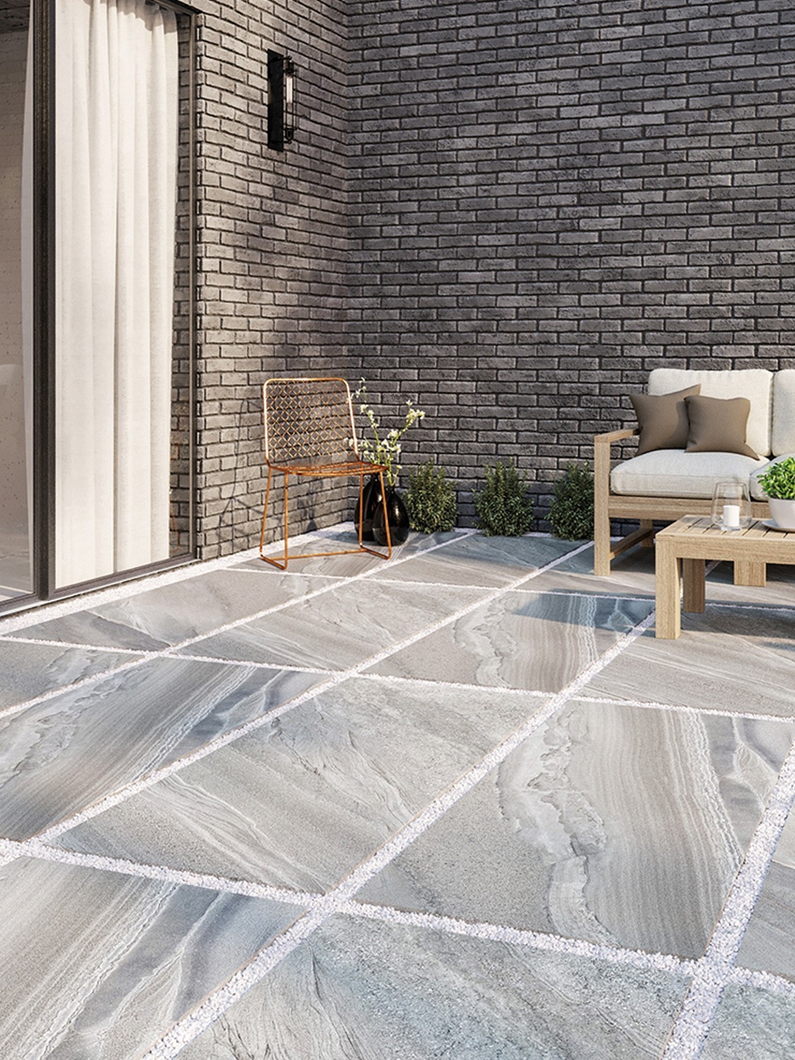 Esparada Grigio Marble Effect Outdoor Porcelain Paving Slabs - 1200x600 Pack