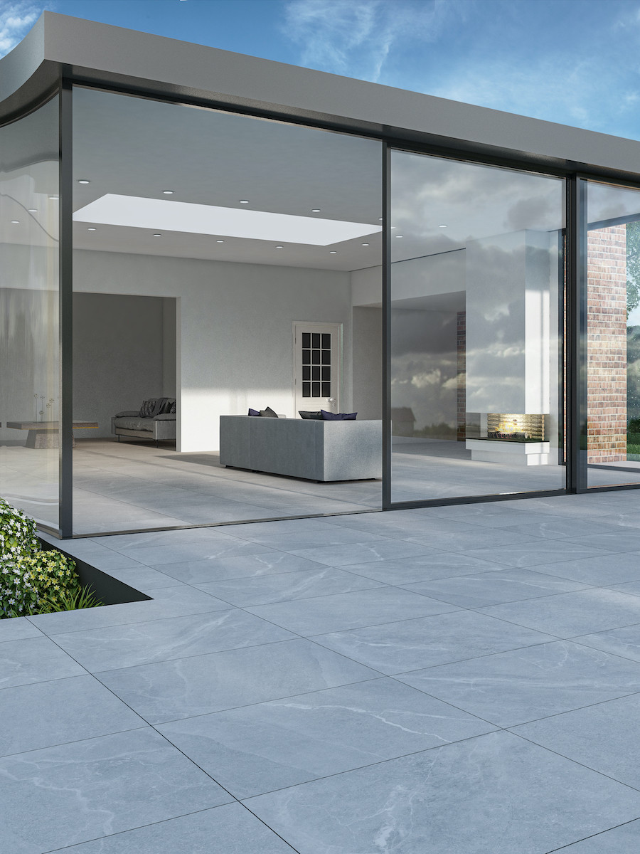 Roca White Slate Effect Outdoor Porcelain Paving Slabs - 900x600mm