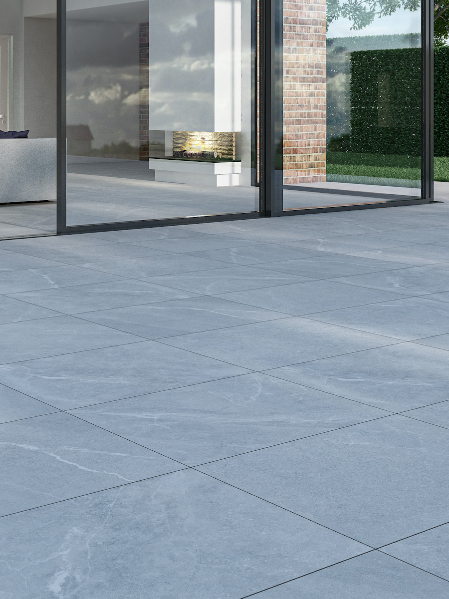 Roca White Slate Effect Outdoor Porcelain Paving Slabs - 900x600mm