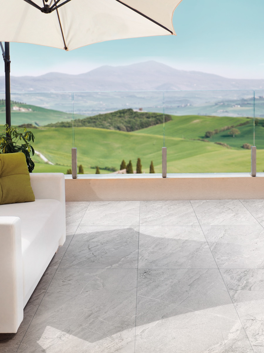 Agathos White King Size Italian Porcelain Paving Slabs - 1200x600 Pack
