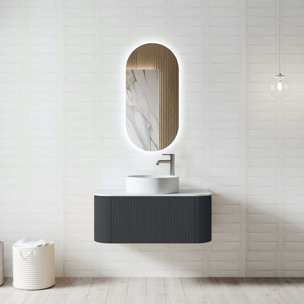 Bali Solid Wood Fluted Anthracite Vanity - 600mm|750mm|900mm