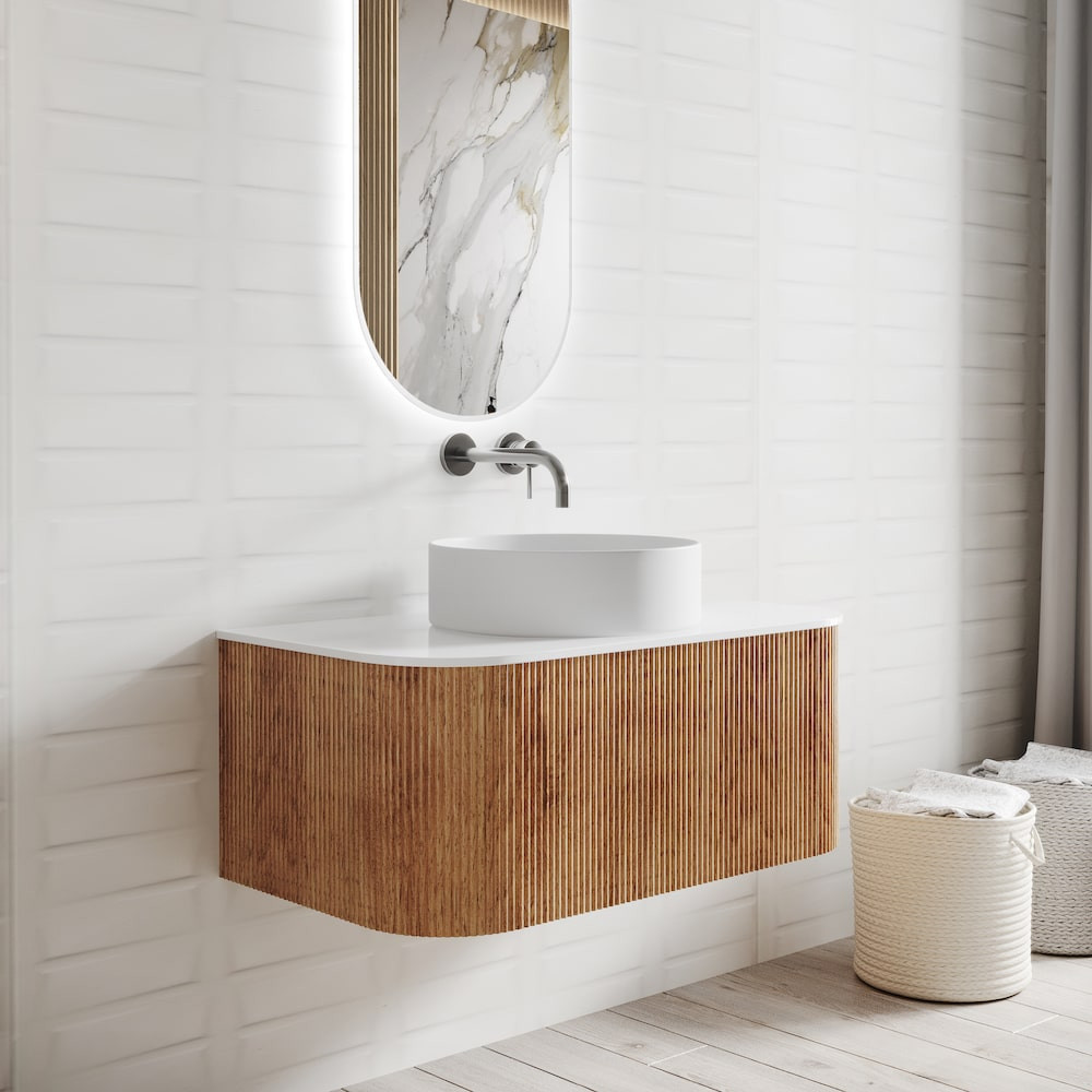 Bali Solid Wood Fluted Vanity With/ Without LED Mirror - 750mm
