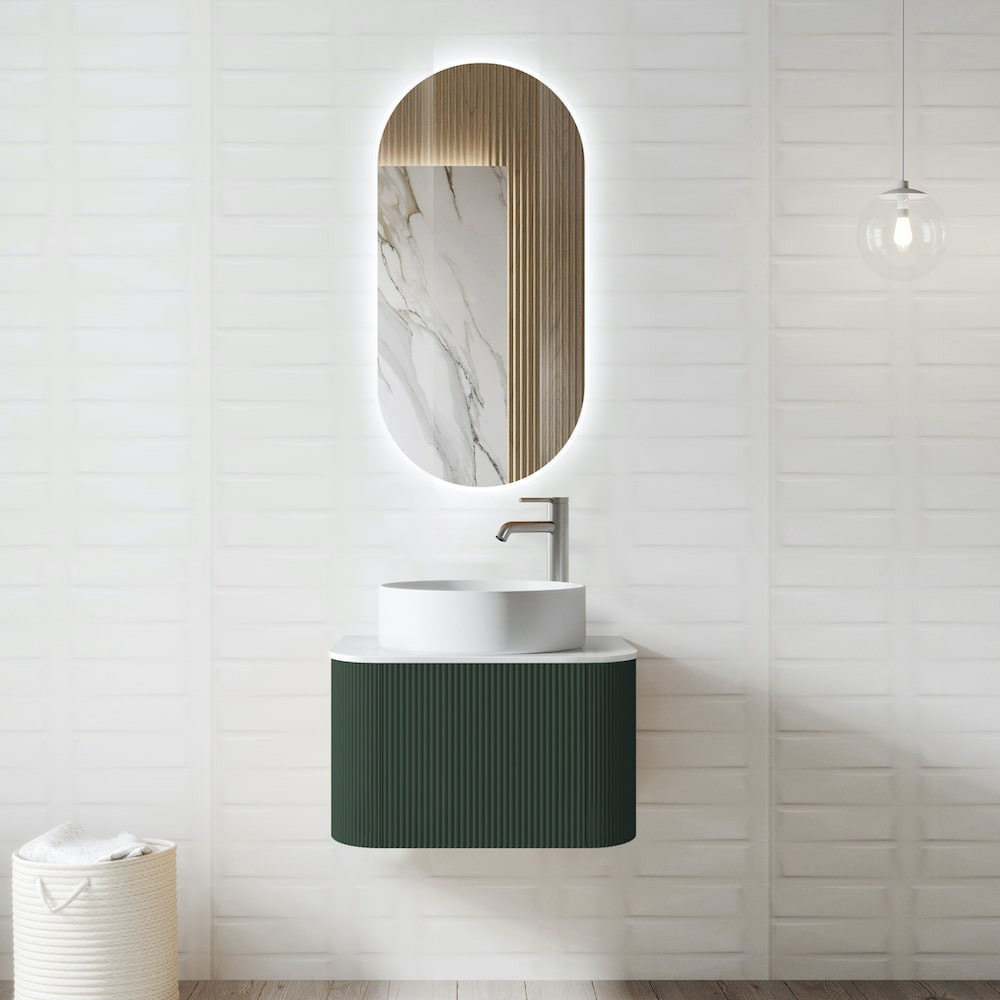 Bali Solid Wood Fluted Dark Green Vanity - 600mm /750mm /900mm