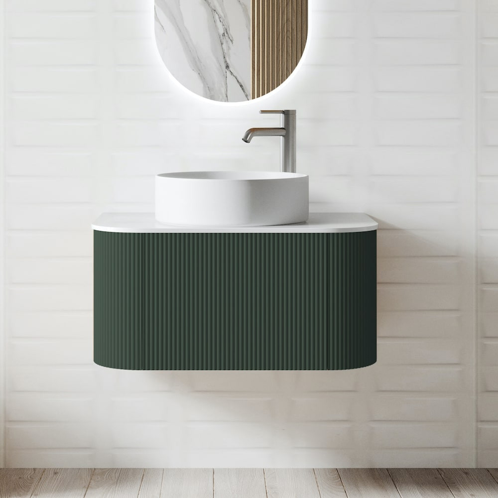 Bali Solid Wood Fluted Dark Green Vanity - 600mm /750mm /900mm