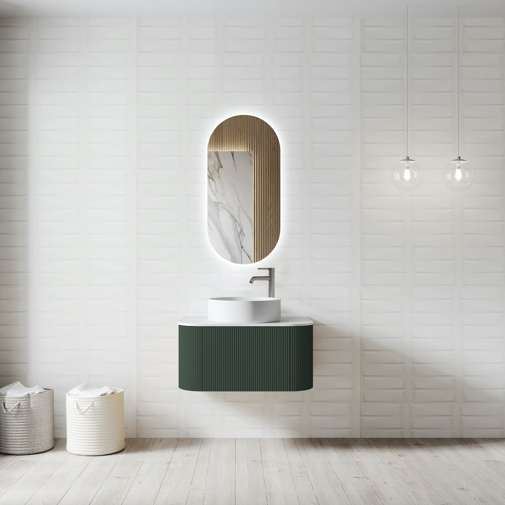 Bali Solid Wood Fluted Dark Green Vanity - 600mm /750mm /900mm