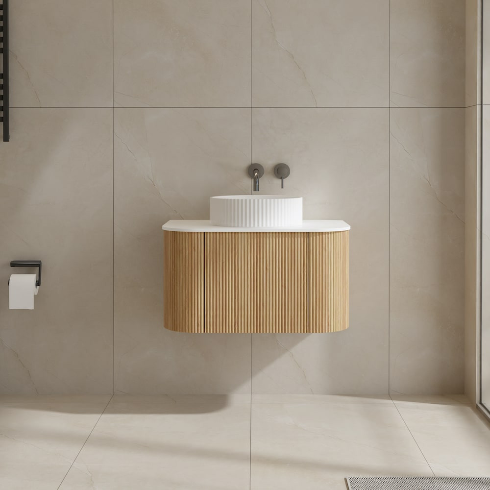 Bali Solid Wood Fluted Vanity With/ Without LED Mirror - 750mm