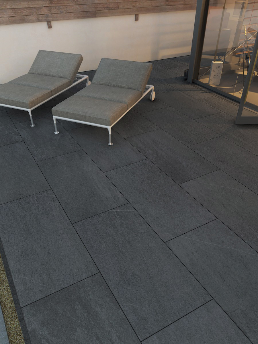 Bavaria Anthracite Virtue Vitrified Porcelain Paving Slabs - 1200x600 Pack