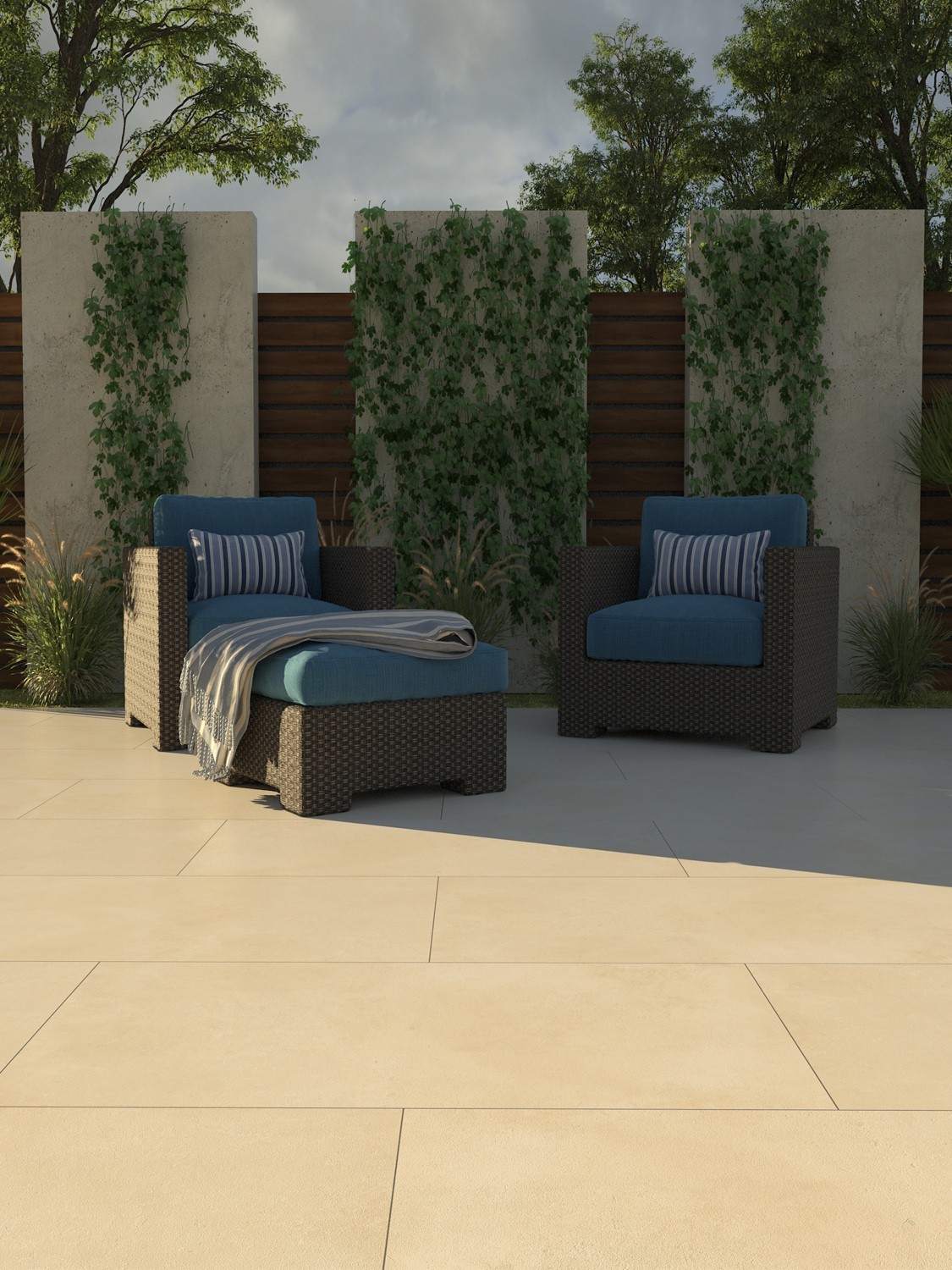 Beige Sawn Sandstone Effect Porcelain Paving Slabs - 1200x600 Pack