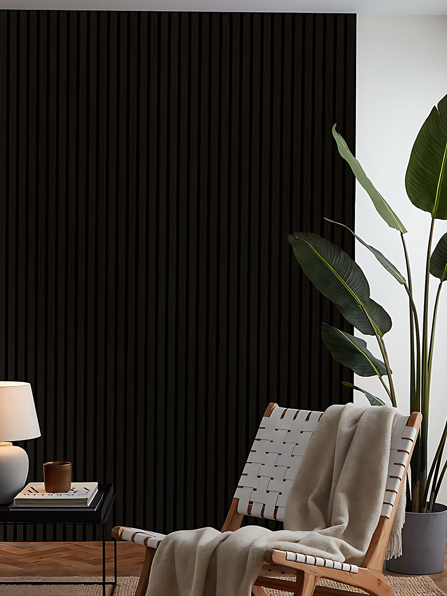 Black Oak Acoustic Slat Wood Wall Panels - 2400x600mm