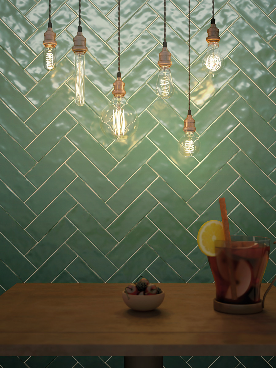 Boston Green Gloss Wall & Floor Tile - 65x200mm