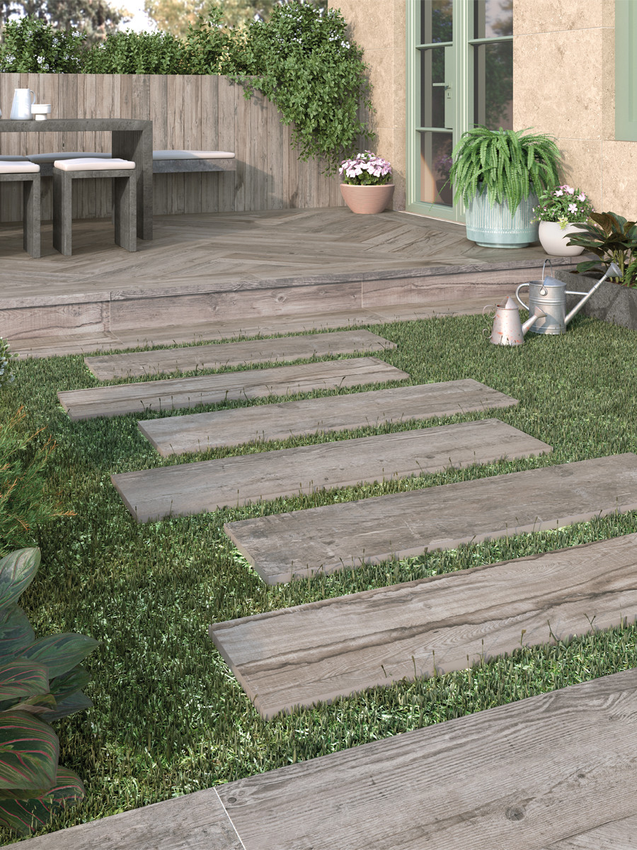 Ash Wood Virtue Vitrified Outdoor Porcelain Paving Slabs - 1200x300 Pack
