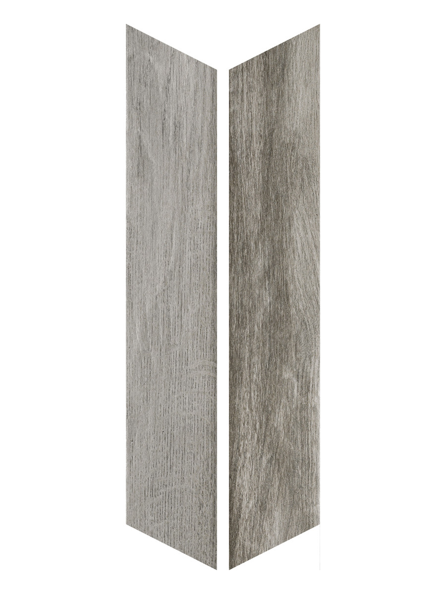Italian Vintage Cendre Grey Chevron Wood Effect Floor Tiles - 407x75(mm)