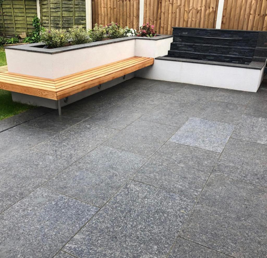 Dark Grey Granite Paving Slabs - 600x300 Pack