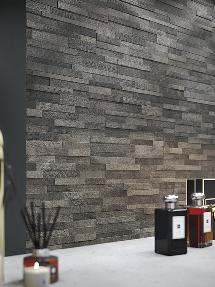 Dark Grey Quartz Split Face Effect Outdoor Porcelain Wall Tiles - 150x610x7-11(mm)