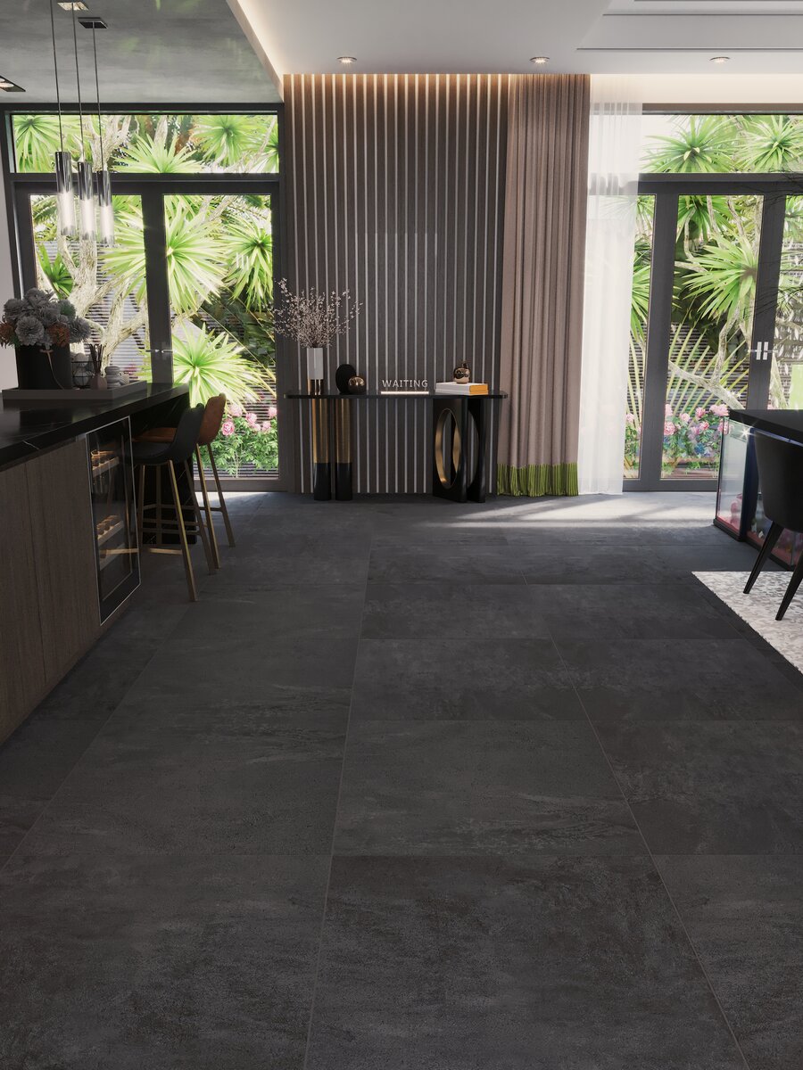 Dock Anthracite Indoor Floor & Wall Tile - 600x600x9.5mm