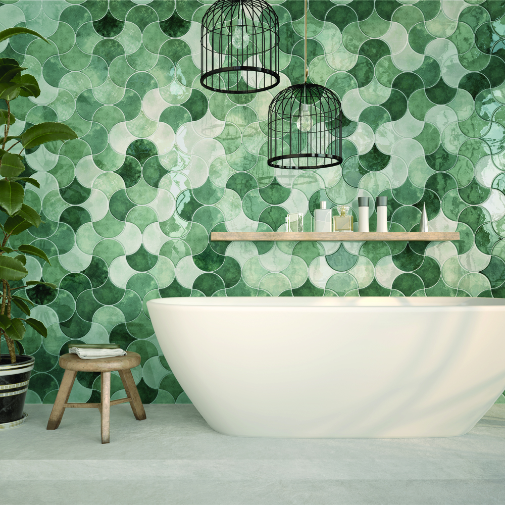 Drop Moss Gloss Wall Tile - 150x172