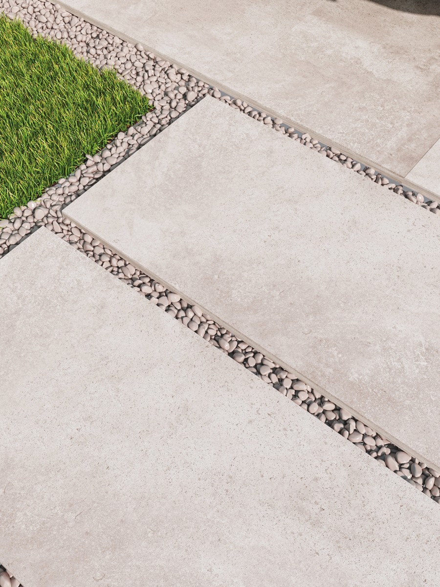 Earth White Virtue Vitrified Outdoor Porcelain Paving Slabs - 1200x600 Pack
