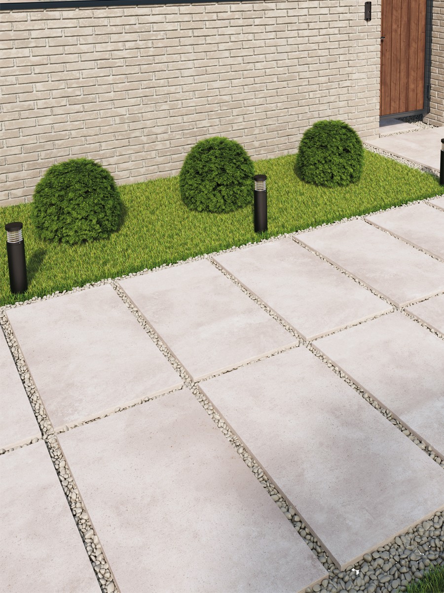 Earth White Virtue Vitrified Outdoor Porcelain Paving Slabs - 1200x600 Pack