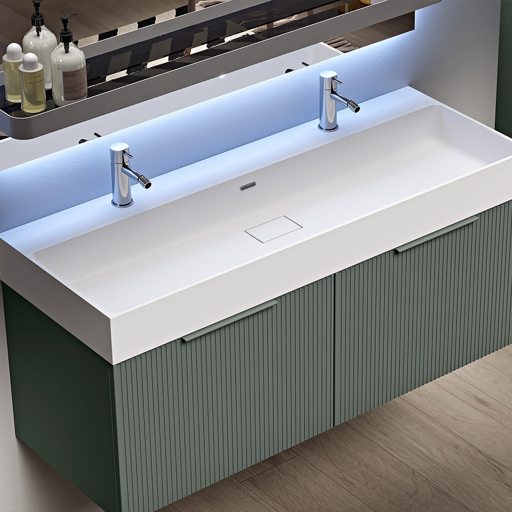 Capri Italian Vanity Unit With Stone Basin (MATT GREEN 1200MM)
