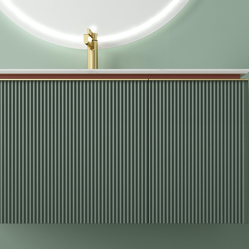 Florence Green Fluted Vanity With Dual Inner Drawer and LED Mirror - 800mm