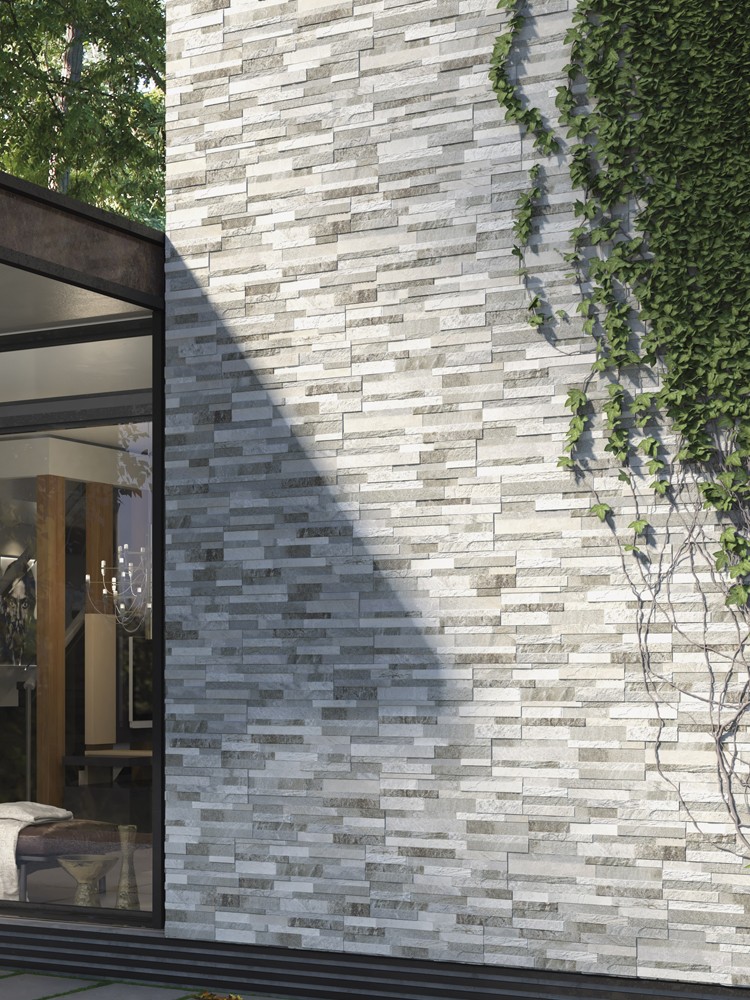 Grey Slate Split Face Effect Outdoor Porcelain Wall Tiles - 150x610x7-11(mm)