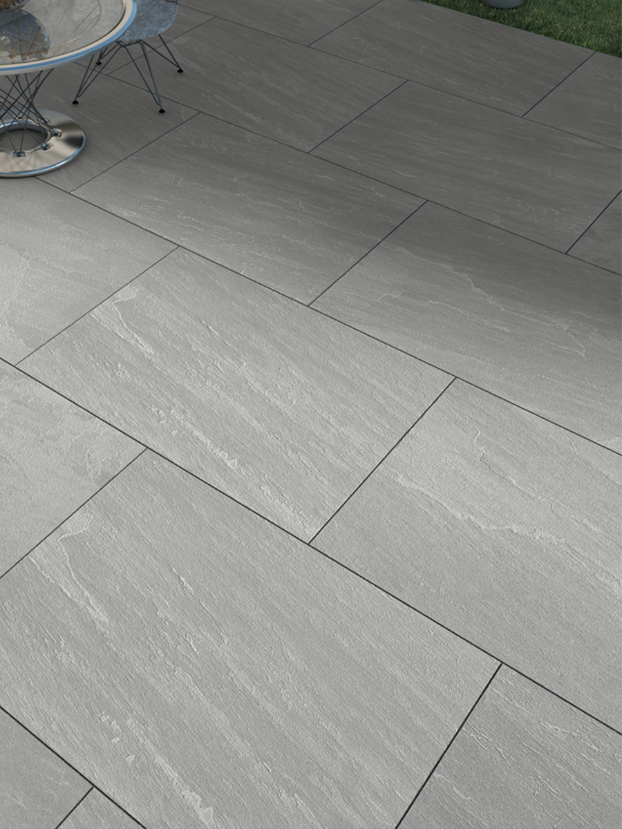 Kandla Grey Outdoor Porcelain Paving Slabs - 900x600 Pack