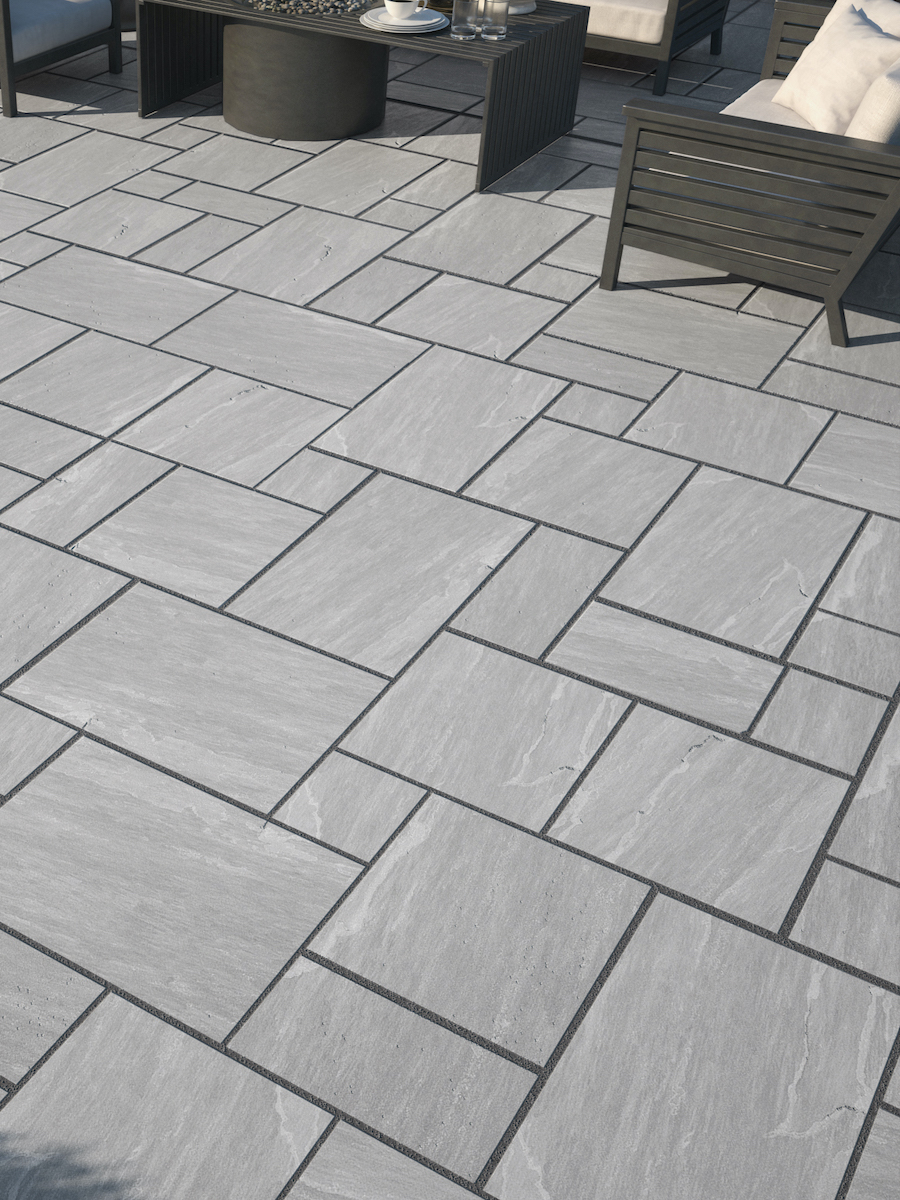Kandla Grey Outdoor Porcelain Paving Slabs - Mix Size Pack