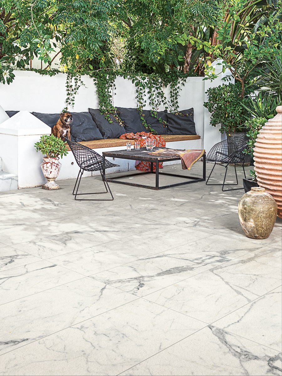 Italian Statuario Marble Effect King Size Porcelain Paving Slabs - 1200x400 (Last Pack)
