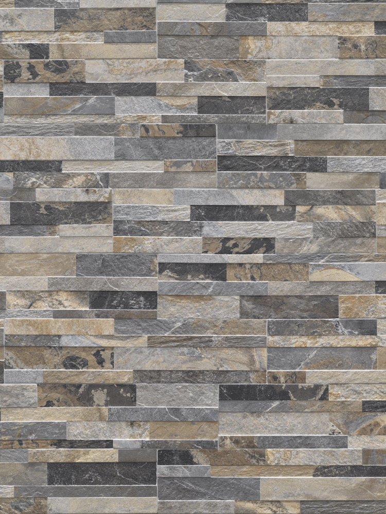 Multicolour Slate Split Face Effect Outdoor Porcelain Wall Tiles - 150x610x7-11(mm)