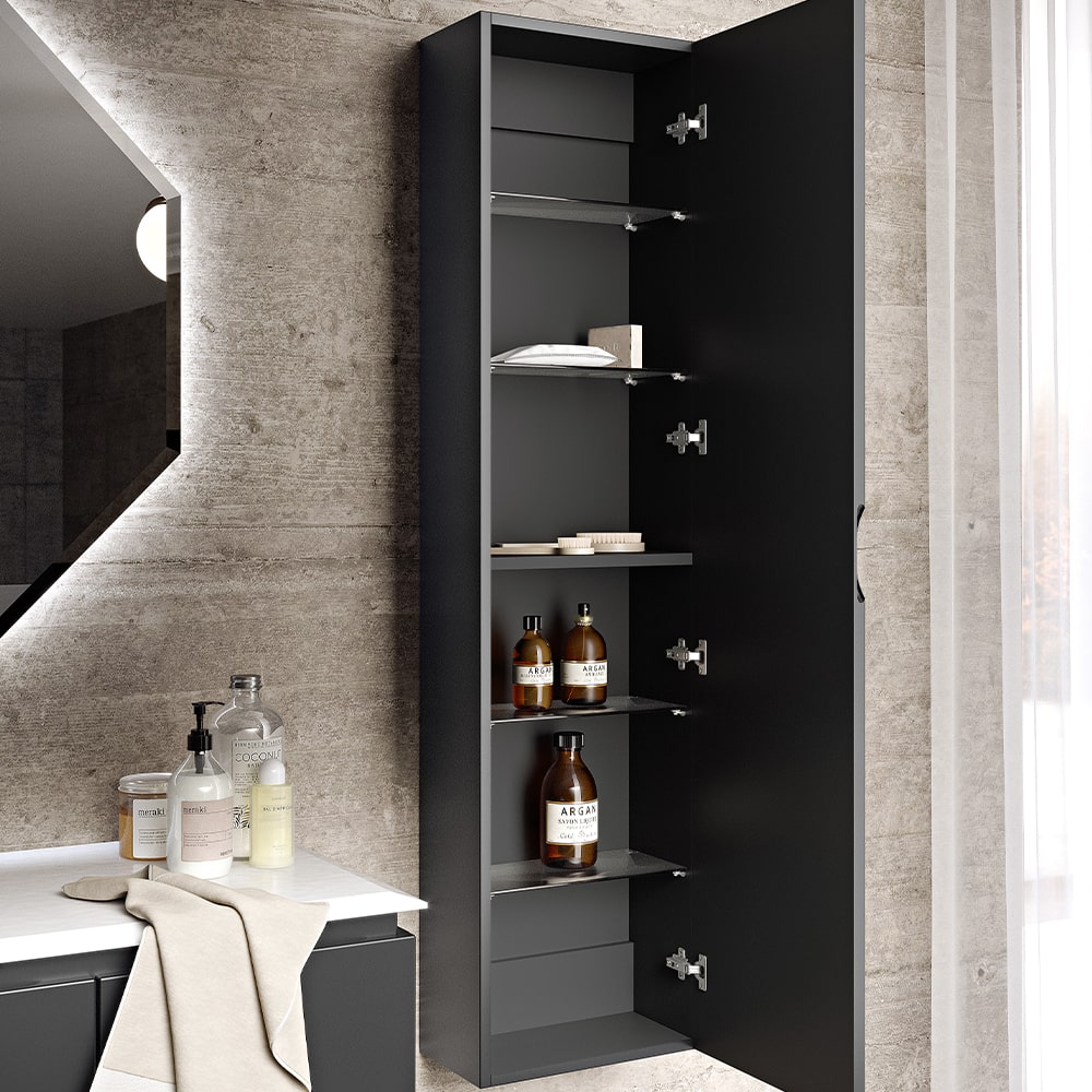 Naples Italian Vanity Unit With Stone Basin & LED Mirror (MATT GRAPHITE 1050MM)