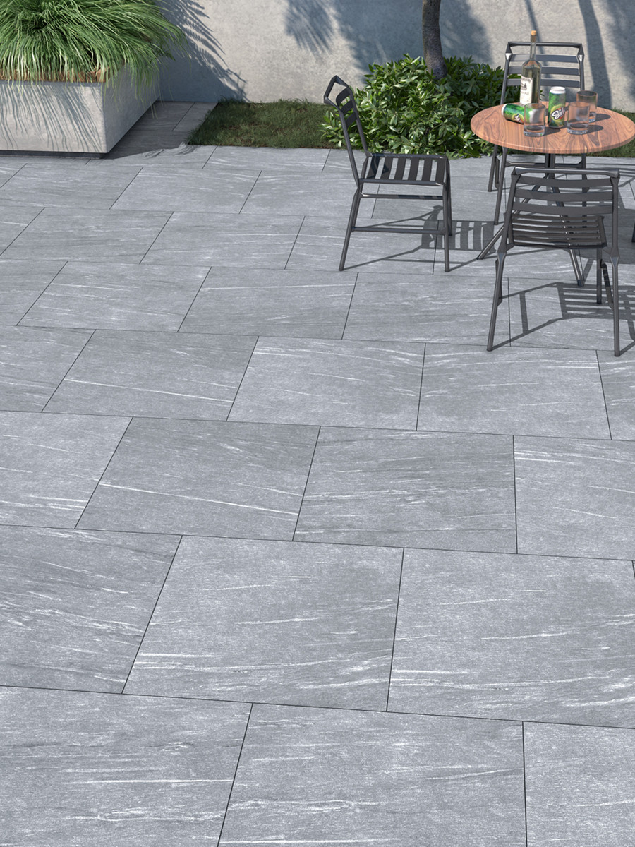 Pietra Grey Vitrified Outdoor Porcelain Paving Slabs - 600x600 Pack