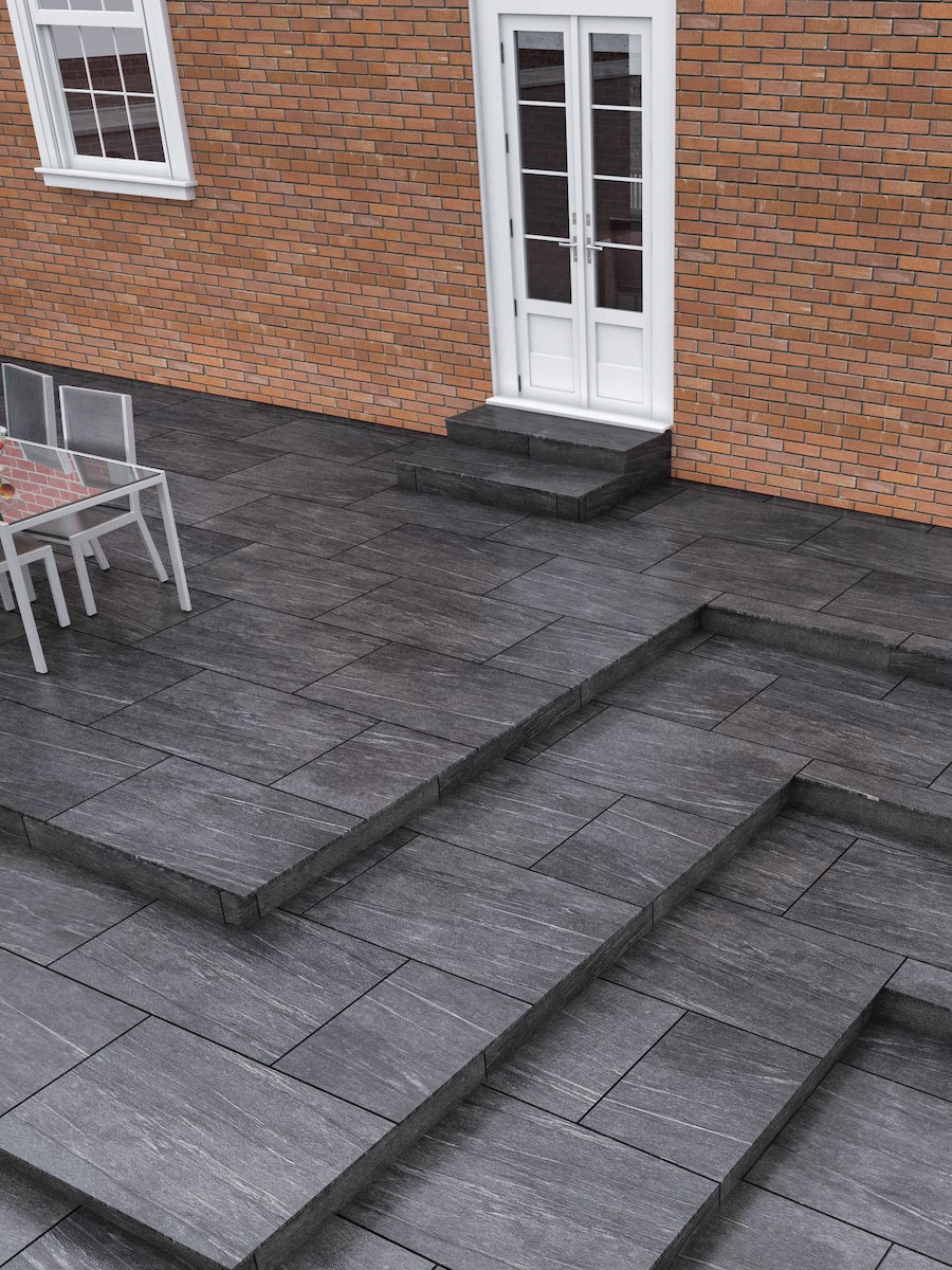 Pietra Nero Virtue Vitrified Porcelain Paving slabs - 900x600 Pack