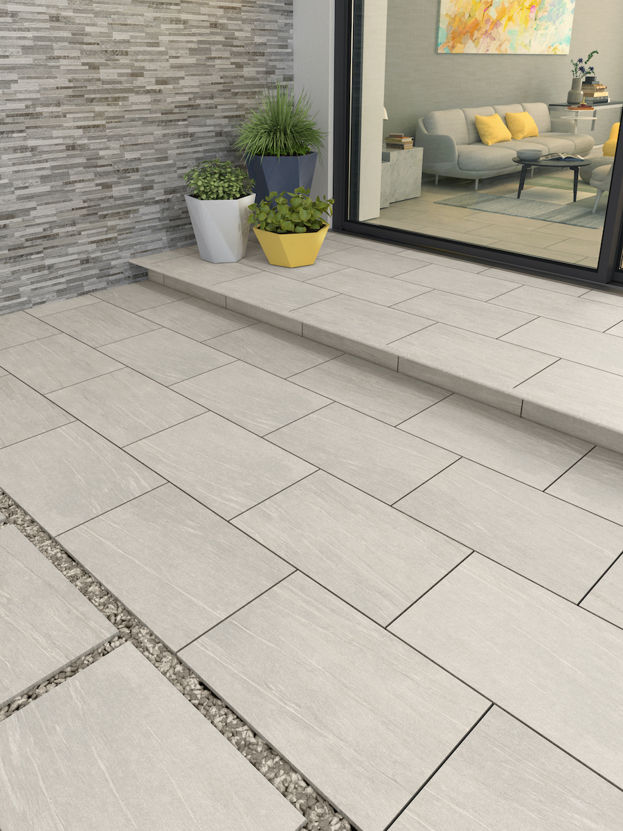 Pietra Pearl Outdoor Porcelain Slabs - 900x600x20mm