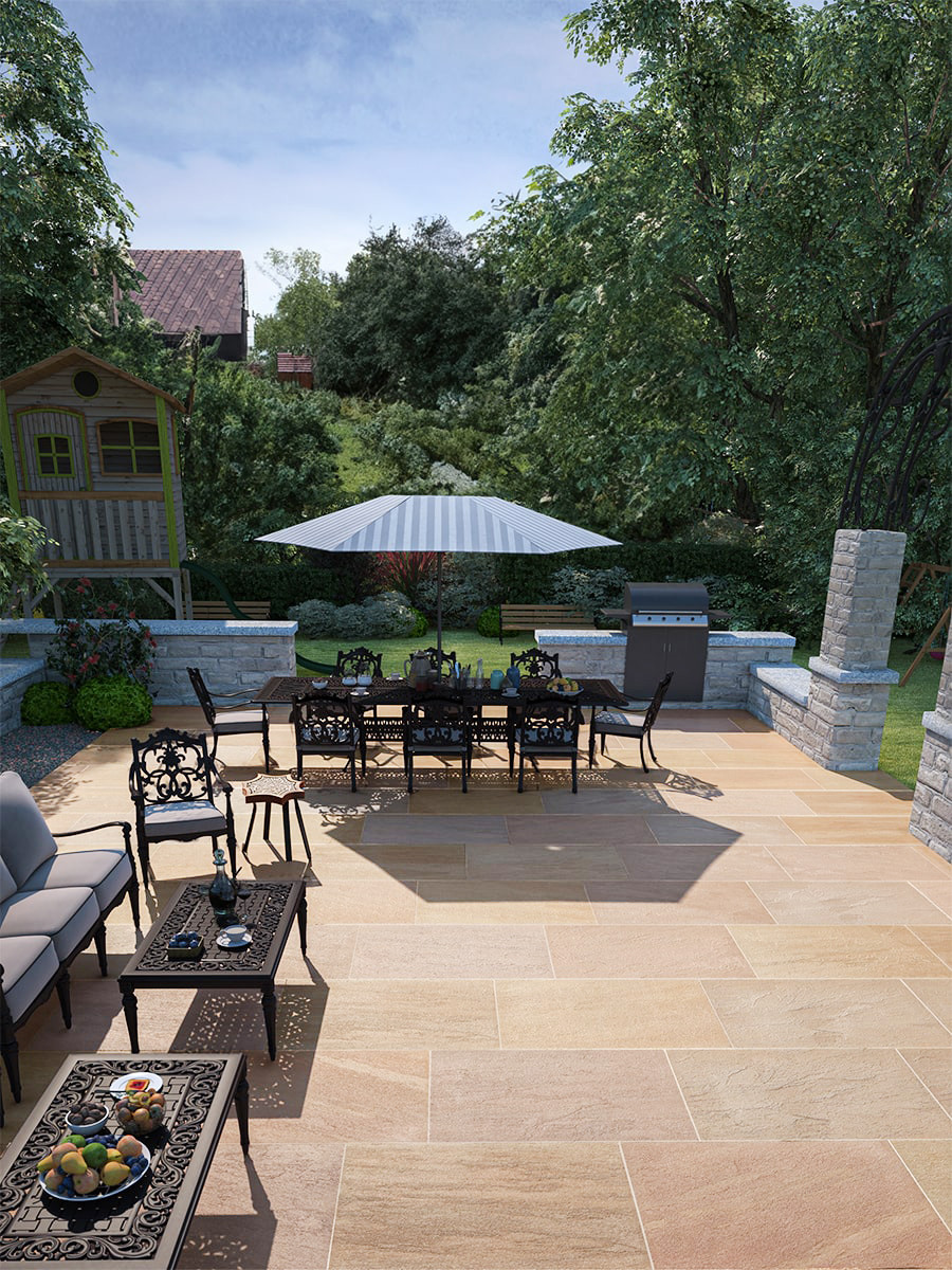 Raj Green Outdoor Porcelain Tile - 900x600x20mm
