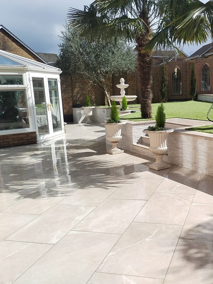 Roca Beige Slate Effect Outdoor Porcelain Paving Slabs - 900x600mm