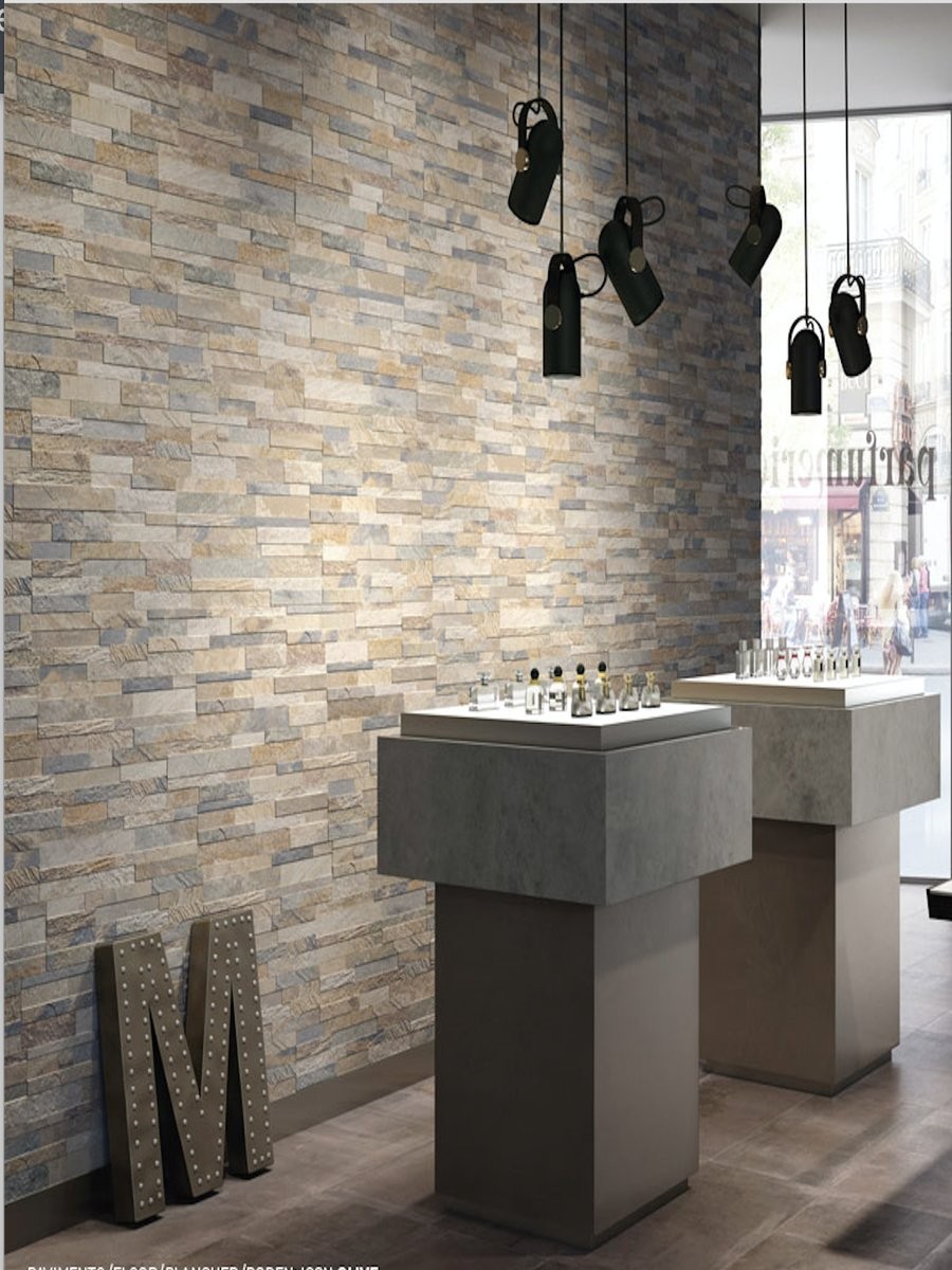 Beige Slate Split Face Effect Outdoor Porcelain Wall Tiles - 150x610x7-11(mm)