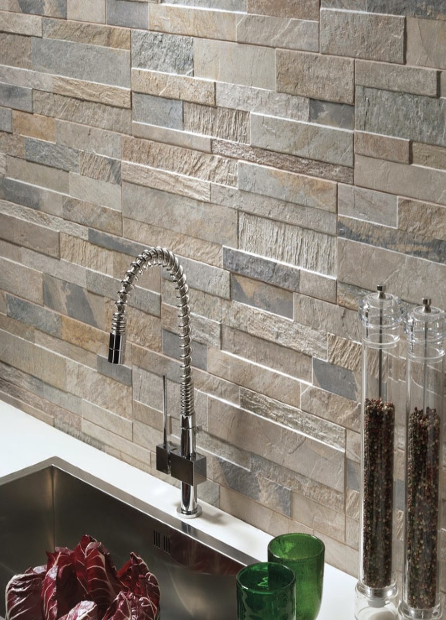 Beige Slate Split Face Effect Outdoor Porcelain Wall Tiles - 150x610x7-11(mm)