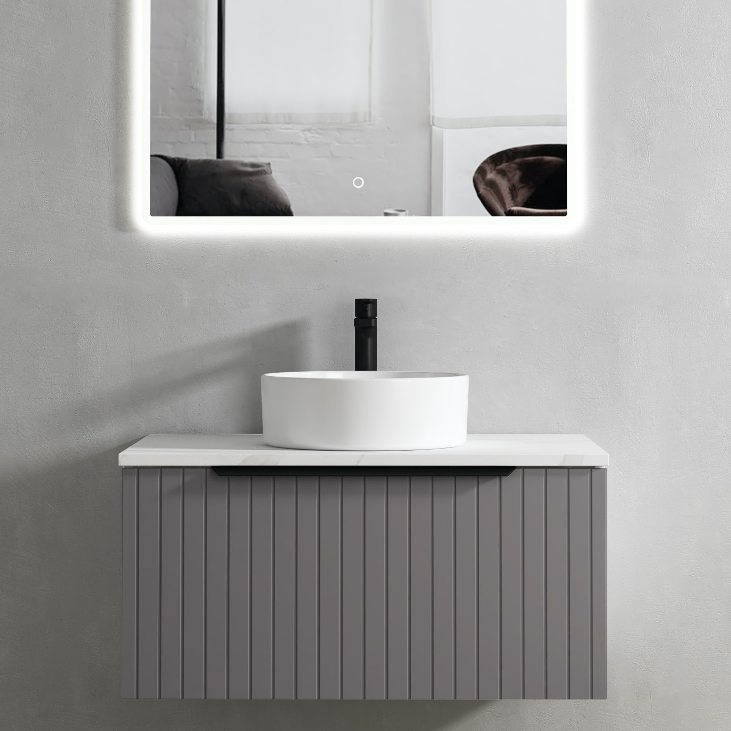 Valar Light Fluted Vanity With LED Mirror - 800mm