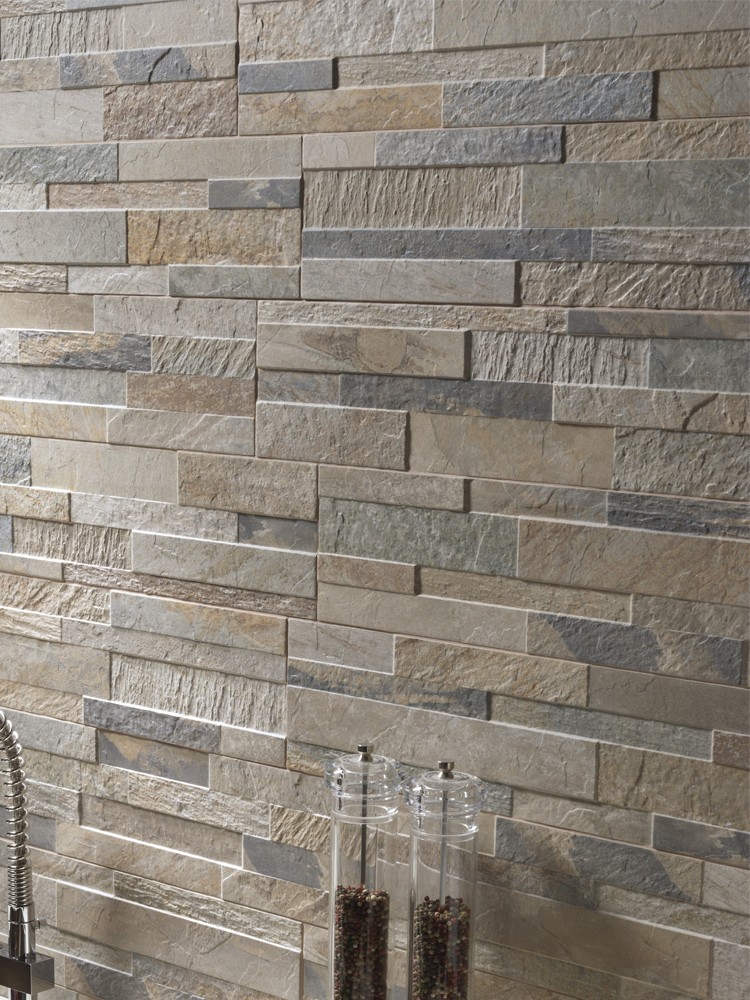 Beige Slate Split Face Effect Outdoor Porcelain Wall Tiles - 150x610x7-11(mm)