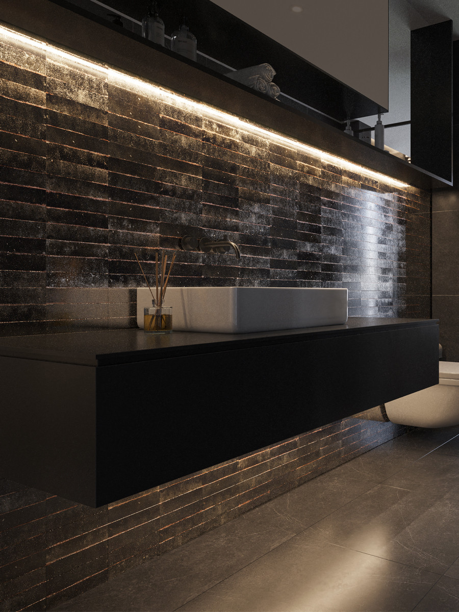Soho Black Luxury Italian Gloss Wall Tile - 60x250(mm)