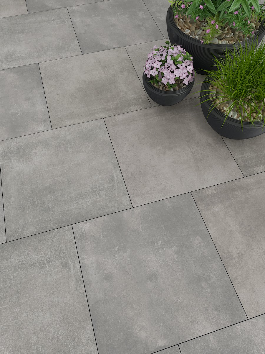 Volcano Grey XXL Vitrified Porcelain Paving Slabs - 1000x1000 Pack