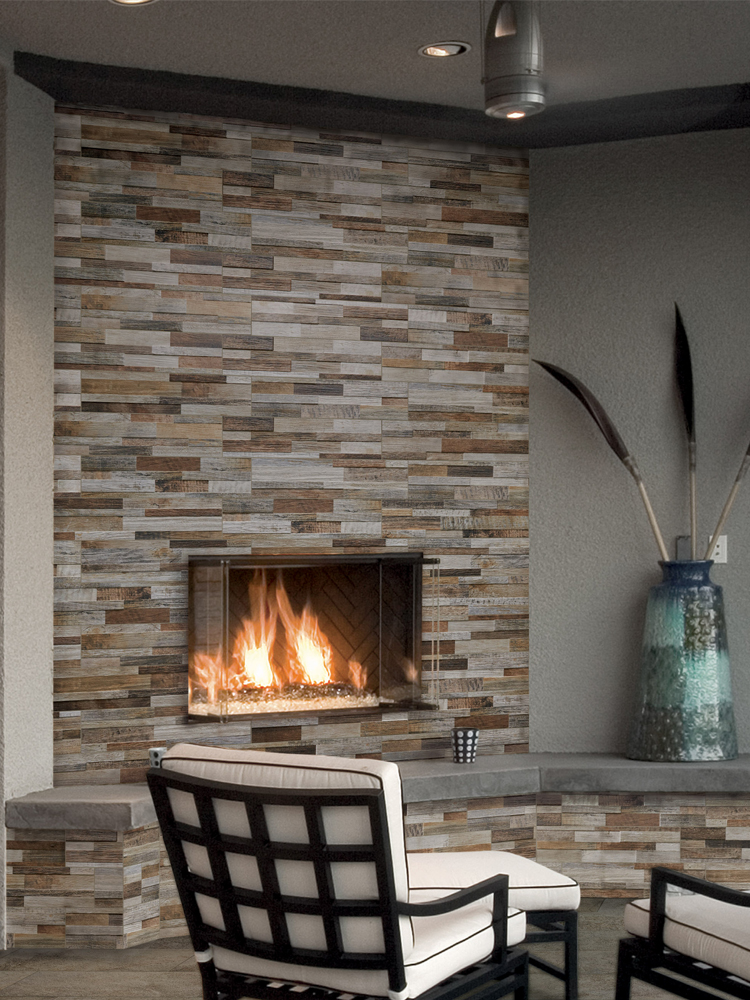 Multicolour Wood Split Face Effect Outdoor Porcelain Wall Tiles - 150x610x7-11(mm)